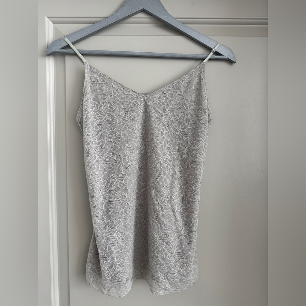 Banana Republic Lace Detail Top in Light Gray